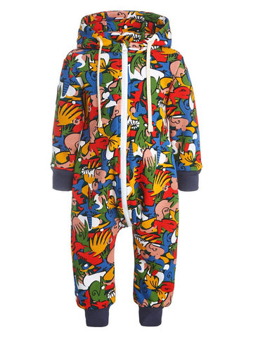 Комбинезон из футера на молнии "Граффити"