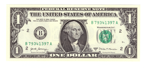 Счастливая банкнота США 1 доллар 2017A красивый номер РАДАР В 79341397 А аUNC