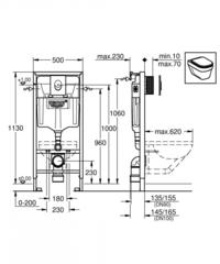 Grohe Rapid SL 38750001 инсталляция для унитаза подвесного 4 в 1 с панелью смыва Skate Air