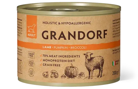 Grandorf Dog консервы для собак паштет из ягненка с тыквой и брокколи 200г