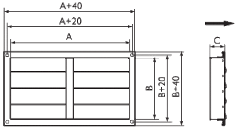 Канальная инерционная решетка Арктос АРК 400x200