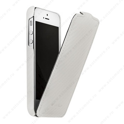 Чехол-флип Melkco для iPhone SE/ 5s/ 5 Leather Case Jacka Type (Carbon Fiber Pattern - White)