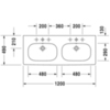 Duravit D-Code Двойная раковина для мебели, с перел.,с 1 отв. под смес., 1200x490мм, Цвет: Белый 3481200002
