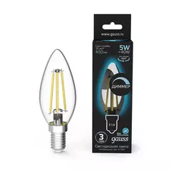 Лампа Gauss LED Filament Свеча 5W E14 4100K диммир. 103801205-D