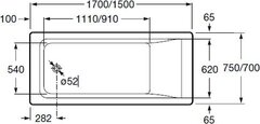 Ванна акриловая Roca Easy 170x75 прямоугольная белая