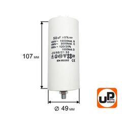 Конденсатор UNITED PARTS CBB60, 50 мкФ, 450В, 2 клеммы, шпилька M8 (90-0997)