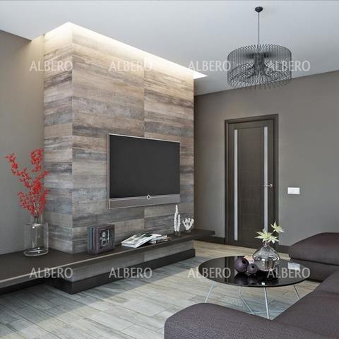 Дверь межкомнатная Альберо (Фрегат) Мегаполис Рига, цвет темный кипарис, экошпон, стекло мателюкс #2