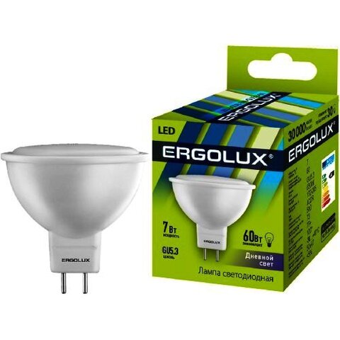 Лампа Ergolux LED-JCDR-7W-GU5,3-6K (дневной свет)