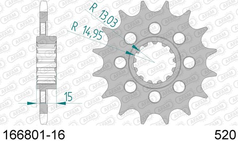 166801-16 звезда передняя BMW HP4, BMW S1000 RR (ведущая) стальная, 520, AFAM (JTF1404.16)