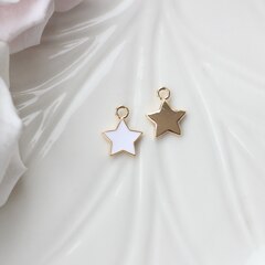 Подвеска Звезда с эмалью 12*10 мм, белая, позолота, П1051