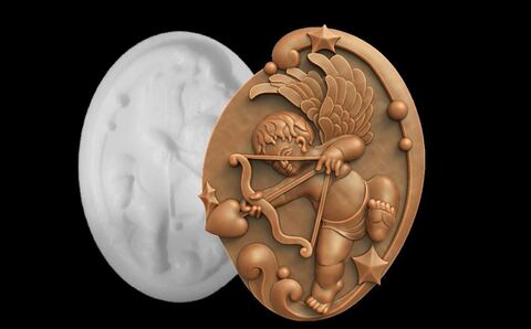 Силиконовый молд Камея Купидон большой № 0161