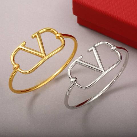 Браслет жесткий тонкий VALENTINO цвет серебро/золото