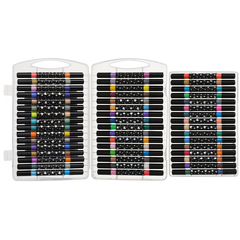 
          Фломастеры Basir, серия "Блёстки", разноцветные, двусторонние, в прозрачном пластиковом футляре, набор 48 шт