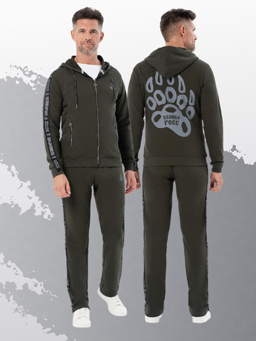 Толстовка на молнии «Лидер» цвета хаки. Плотный футер