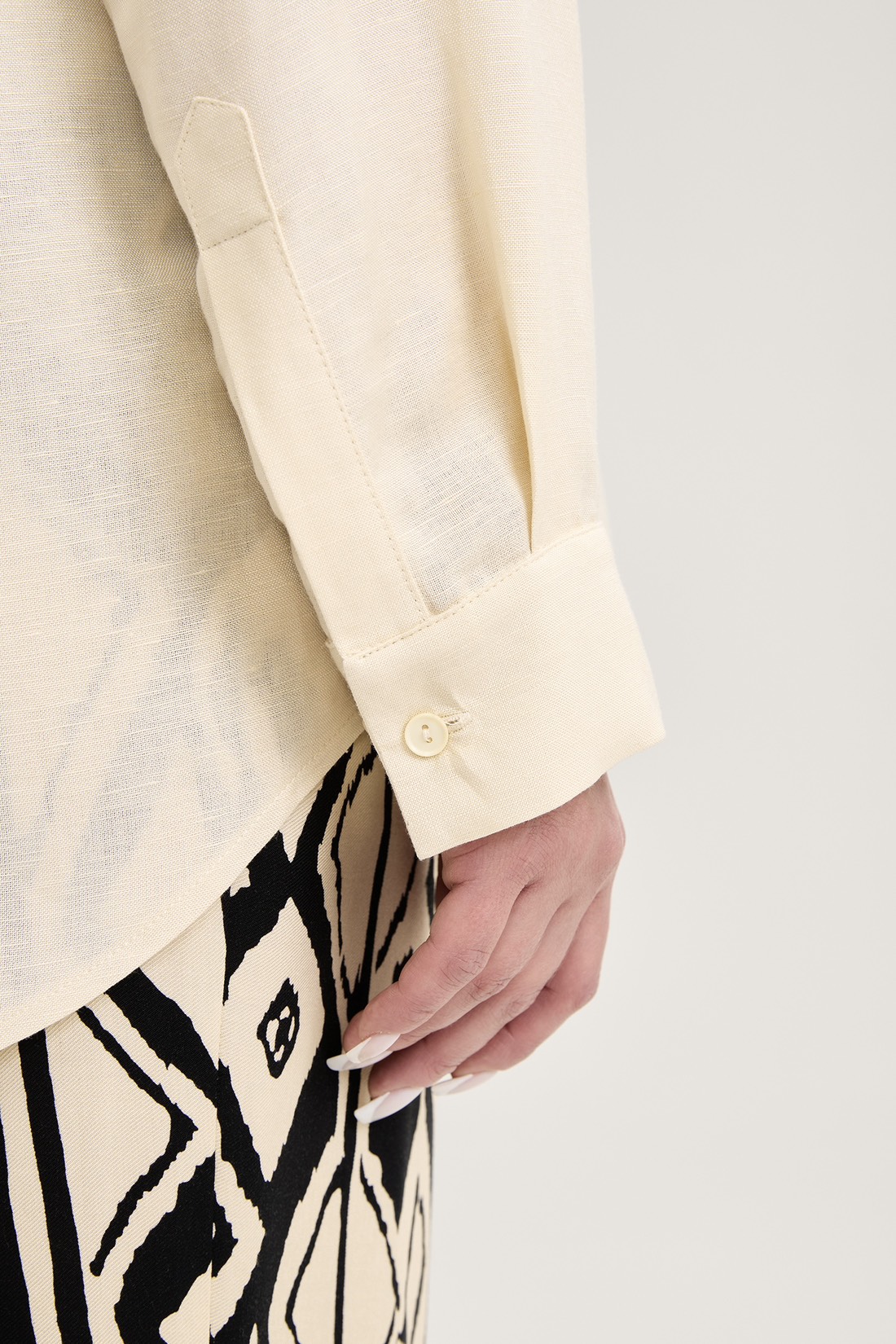 Рубашка с длинным рукавом изо льна, сливочный