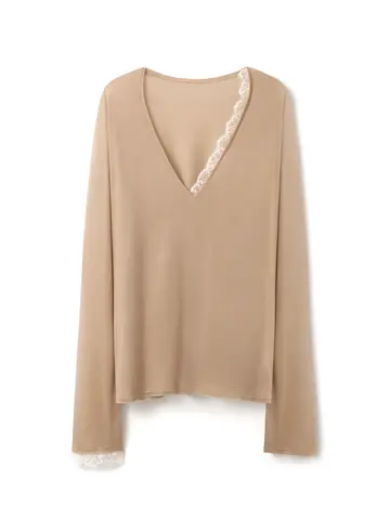 Лонгслив с кружевом