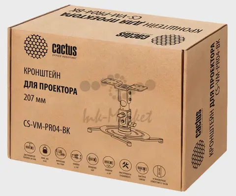Кронштейн для проектора Cactus CS-VM-PR04-BK черный макс.10кг потолочный поворот и наклон