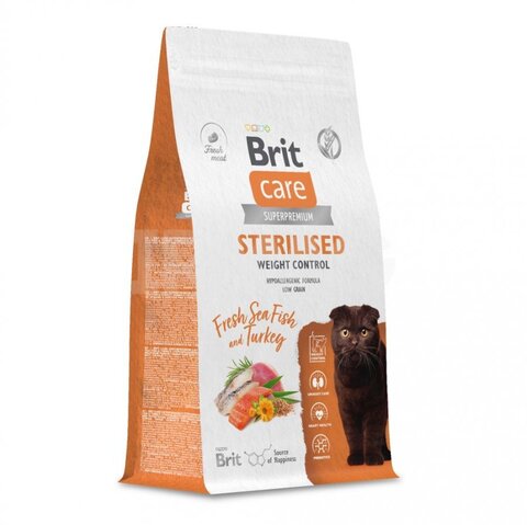 Brit Care Cat Sterilised сухой корм для стерилизованных кошек (морск. рыба,индейка) 1,5 кг