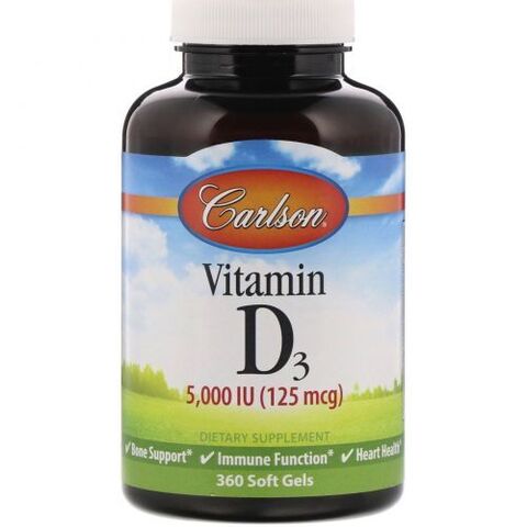 CARLSON LABS, витамин D3, 5 000 МЕ, 360 мягкие жевательные капсулы c iHerb