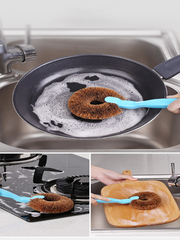 Круглая щетка для мытья посуды с жесткой щетиной, цвет голубой