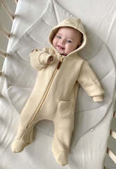 Комбинезон из футера утепленный (сливочный)