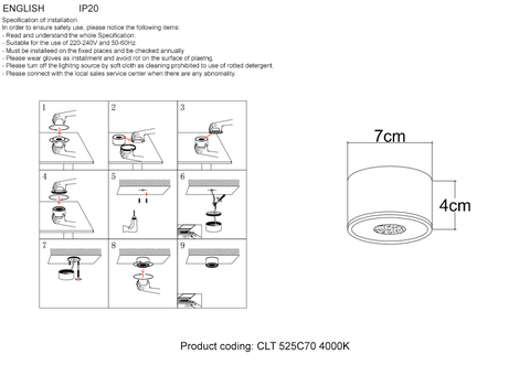 Накладной светодиодный светильник Crystal Lux CLT 525C70 BL 4000K