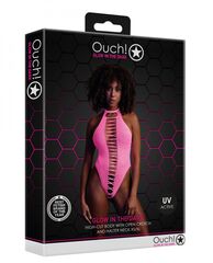Розовое боди High-Cut Body с имитацией шнуровки - 