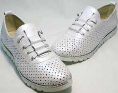Женские туфли на плоской подошве летние Mi Lord 2007 White-Pearl.