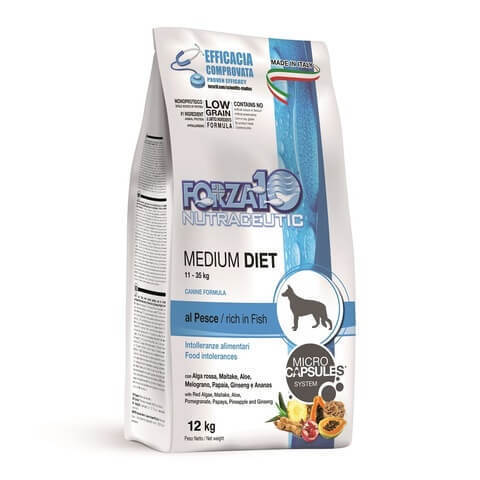 купить форца10 форзе10 FORZA10 LineDIET DOG Adult Medium Diet Pesce сухой корм для собак средних пород с океанической рыбой с микрокапсулами 12 кг