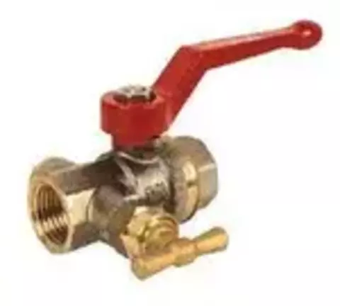 Кран шаровой BVR-D Danfoss Ду15 Ру40 полнопроходной, никелированный, внутренняя резьба, ручка-рычаг, со спускником (065B8216)