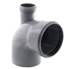 Колено 110х90 с выходом 50мм ВВЕРХ СЕРЫЙ