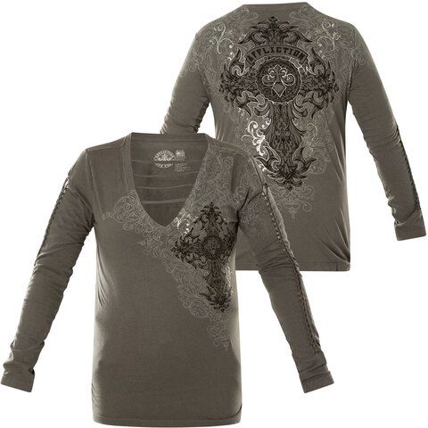 Affliction | Футболка лонгслив женская FOLKLORE AW25308 перед и сзади
