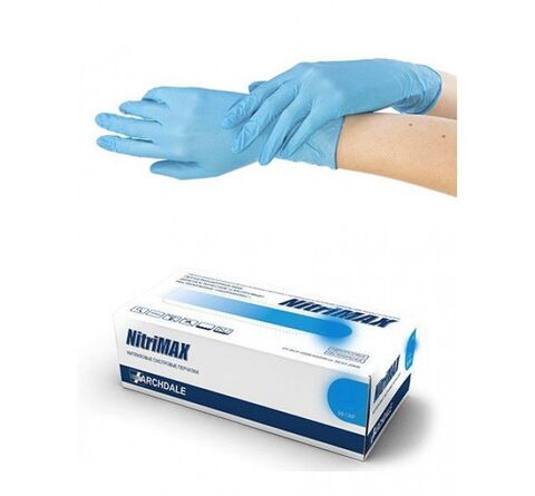 Перчатки Nitrimax смотровые , неопудренные, нитриловые , ГОЛУБЫЕ, 50 пар, S(Китай)