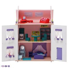 Деревянный кукольный домик "Анастасия" с 15 предметами мебели