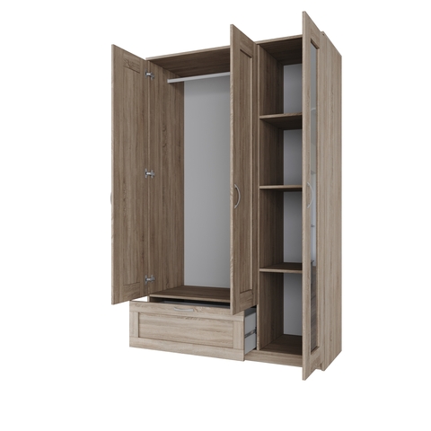 Шкаф комбинированный с зеркалом 3 двери 1 ящик Сириус