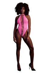 Розовое боди High-Cut Body с имитацией шнуровки - 