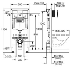 Grohe Rapid SL 38772001 инсталляция для унитаза подвесного с панелью смыва Skate Cosmopolitan