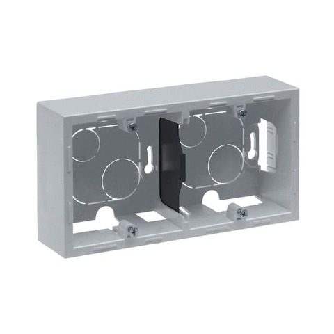 Коробка накладного монтажа на 2 поста. Цвет Алюминий. Legrand серия SUNO. 721395