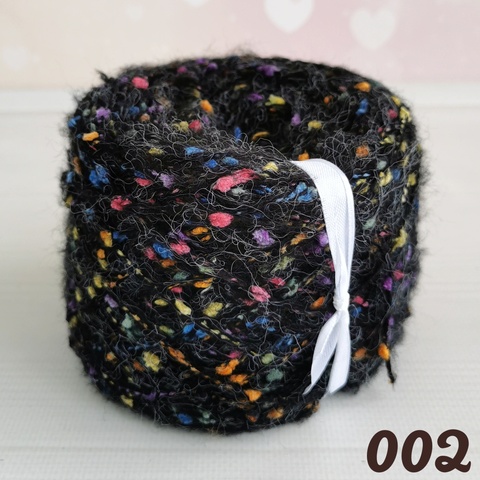 Фантазийная пряжа с бубышками 200м/100г, 2402, Черный