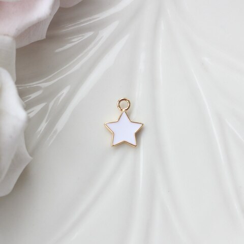Подвеска Звезда с эмалью 12*10 мм, белая, позолота, П1051