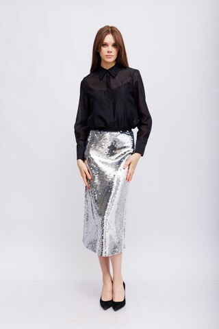 Marc Cain Блуза из шелка и хлопка с бисером