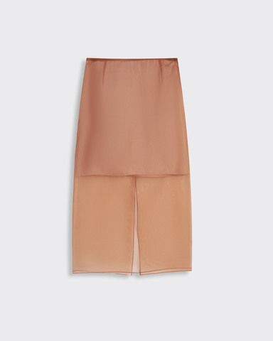 Юбка из шелковой органзы карамель