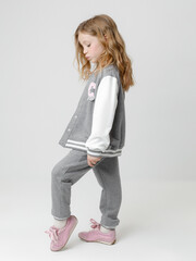 брюки  для девочки  КР 400782/серый меланж к603