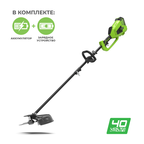 Триммер Greenworks GD40BCK8 40V (35 см) аккумуляторный, c АКБ 8 А/ч и ЗУ