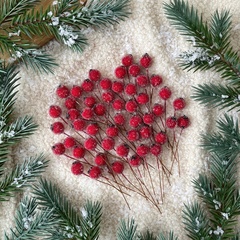 Ягоды сахарные декоративные, темно-красные, на проволоке, набор 50 шт.