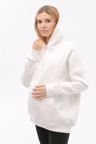 Утепленное худи для беременных и кормящих 16030 молочный
