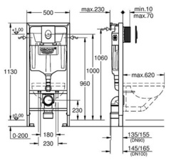 Grohe Rapid SL 38721001 инсталляция для унитаза подвесного с панелью смыва Skate Air