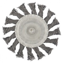 Щетка для дрели, 100 мм, плоская со шпилькой, крученая металлическая проволока Сибртех