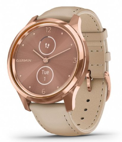 Garmin Vívomove Luxe - Rose Gold with Beige Italian Leather Band