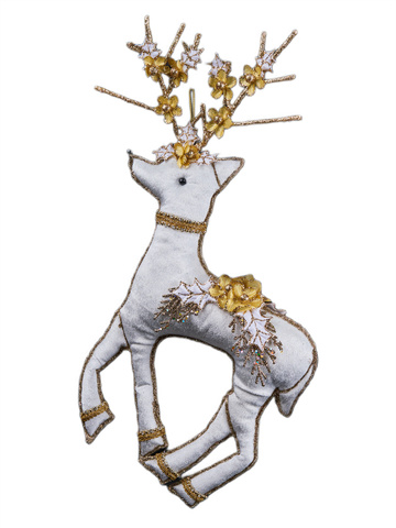 Елочная игрушка Олень 30х56см ChristmasDeLuxe кремовый с золотом